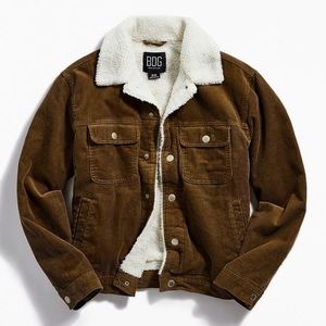 Urban Outfitters BDG Olive Corduroy Sherpa Trucker Jacket